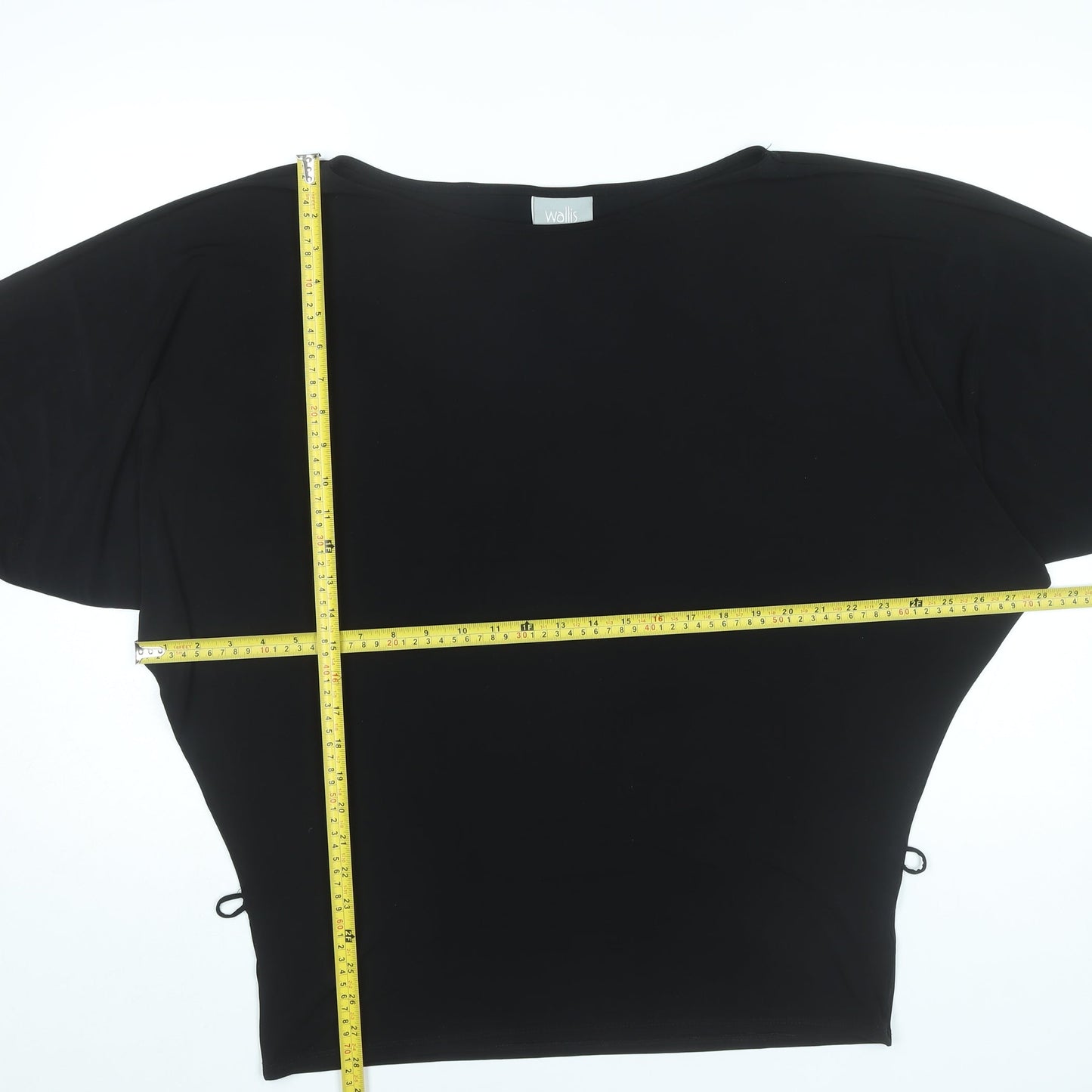 Wallis Women Black Tunic Blouse L Dolman Sleeve Scoop Neck