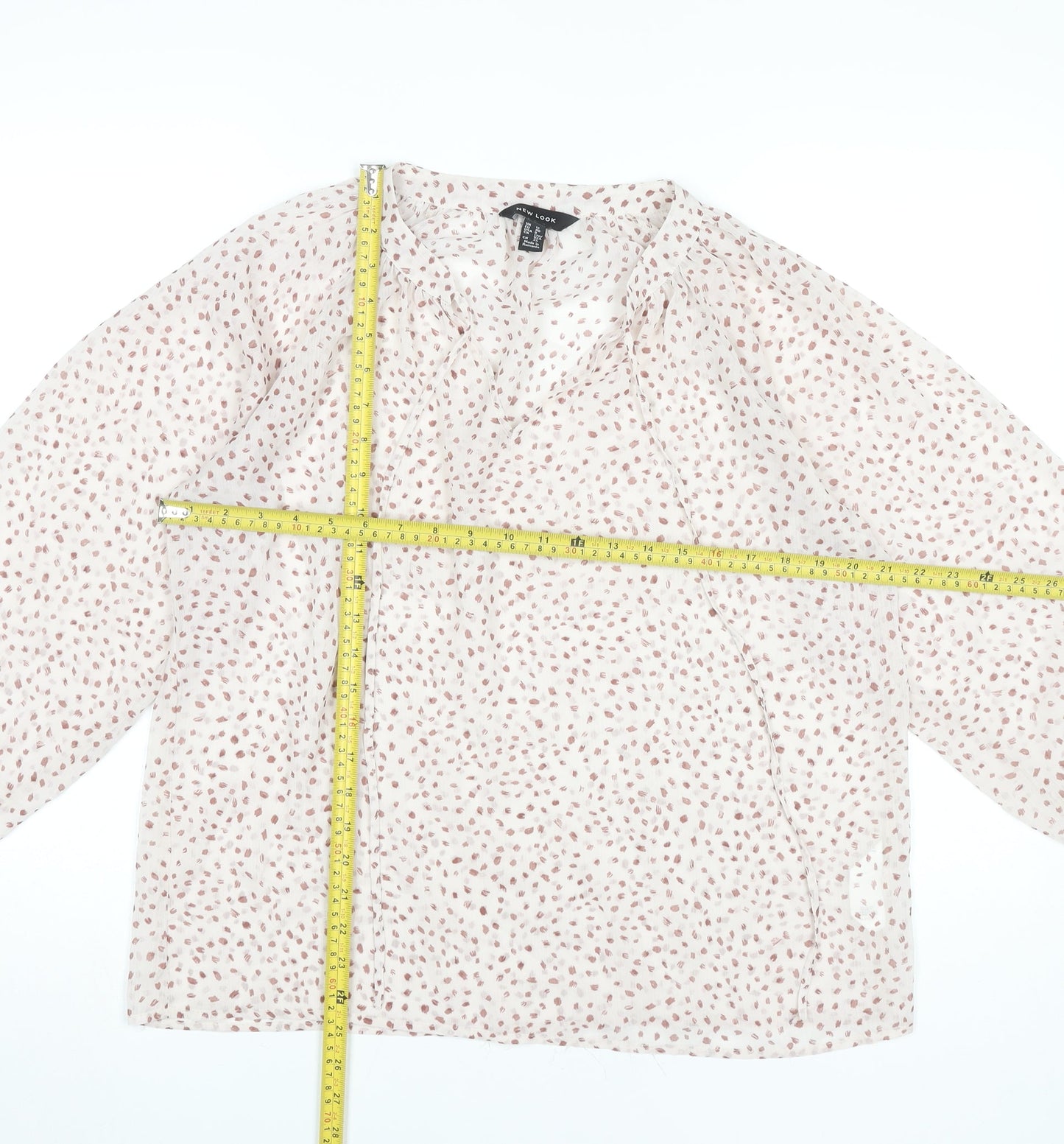 New Look Women’s Pink Polka Dot Long Sleeve Chiffon Blouse UK 12