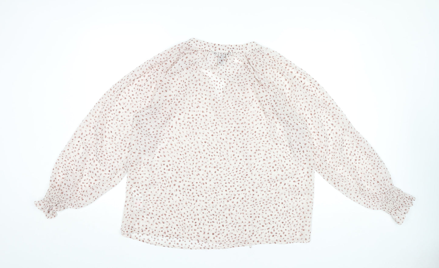 New Look Women’s Pink Polka Dot Long Sleeve Chiffon Blouse UK 12