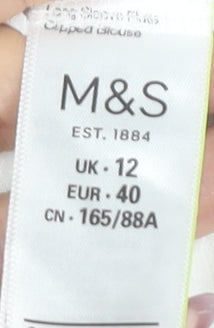 Marks and Spencer Women’s White Size 12 Chiffon Tunic Blouse