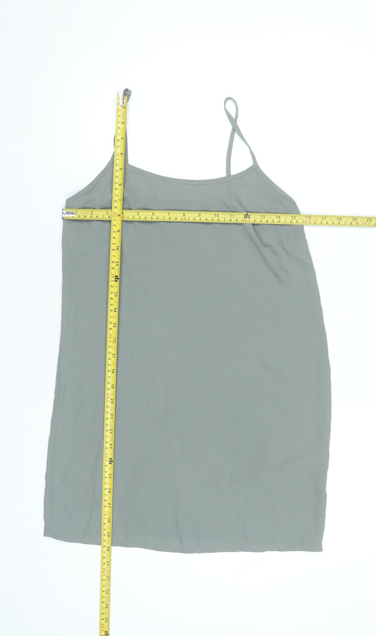 Topshop Women’s Grey Petite Size 8 Slip Dress Sleeveless Scoop Neck