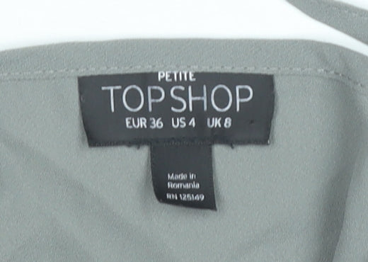 Topshop Women’s Grey Petite Size 8 Slip Dress Sleeveless Scoop Neck