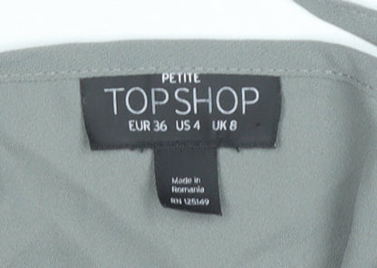 Topshop Women’s Grey Petite Size 8 Slip Dress Sleeveless Scoop Neck