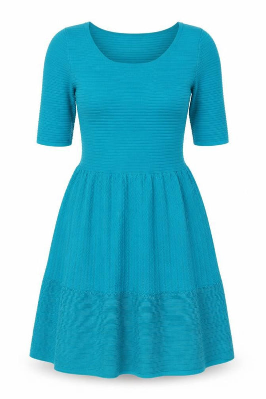 Coast Women’s Blue Fit & Flare Knit Dress Size 8 Half Sleeve