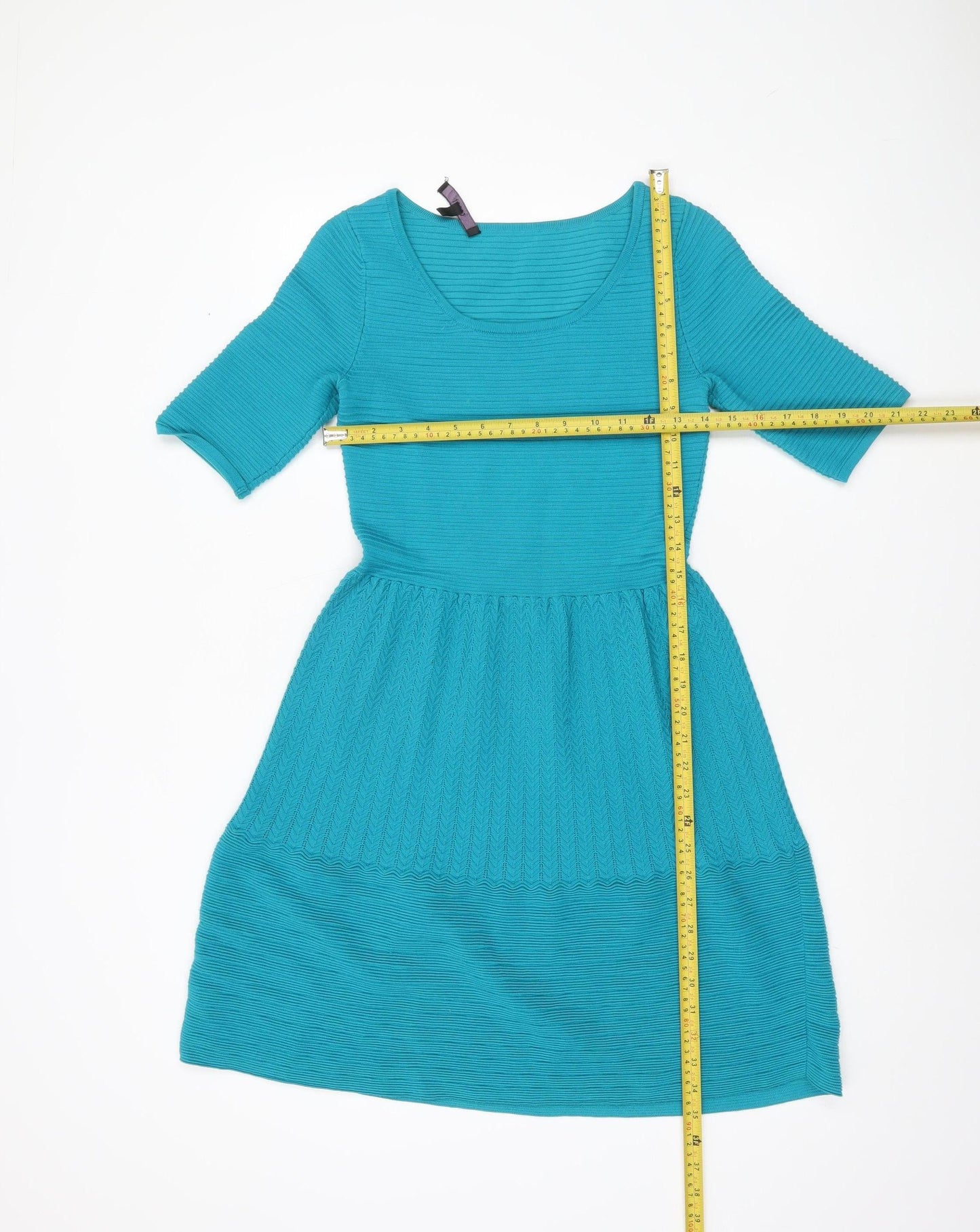 Coast Women’s Blue Fit & Flare Knit Dress Size 8 Half Sleeve