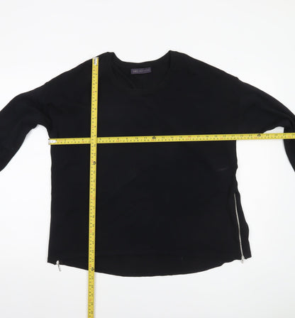 Marks and Spencer Womens Black Size 12 Pullover Jumper with Zip Detail