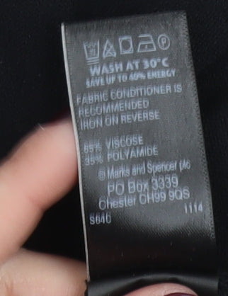 Marks and Spencer Womens Black Size 12 Pullover Jumper with Zip Detail