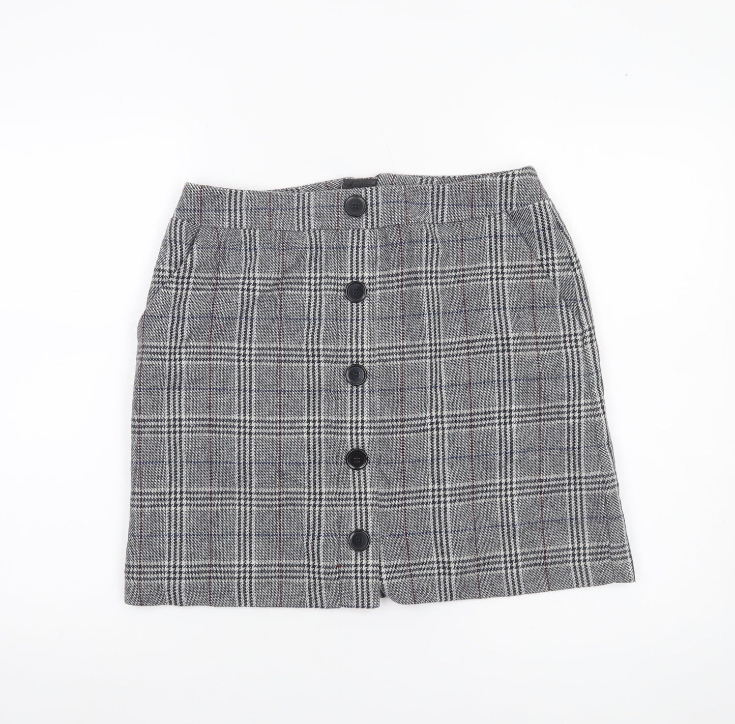 Marks and Spencer Womens Grey Check Tweed Skirt Size 10 Workwear