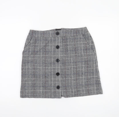 Marks and Spencer Womens Grey Check Tweed Skirt Size 10 Workwear