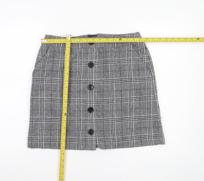 Marks and Spencer Womens Grey Check Tweed Skirt Size 10 Workwear