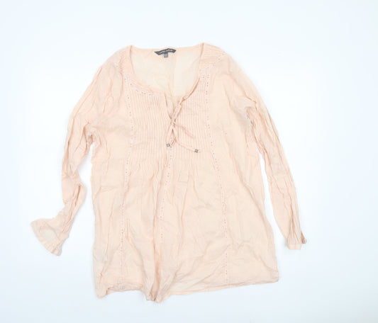 Laura Ashley Women’s Beige Cotton Tunic Blouse Size 14