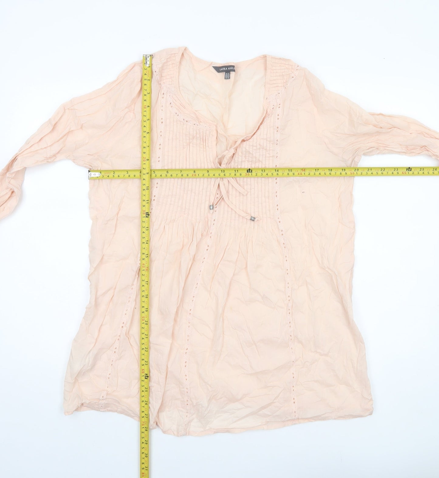 Laura Ashley Women’s Beige Cotton Tunic Blouse Size 14