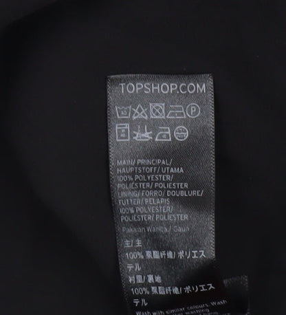 Topshop Women’s Black Floral Embroidered Short Dress Size 8