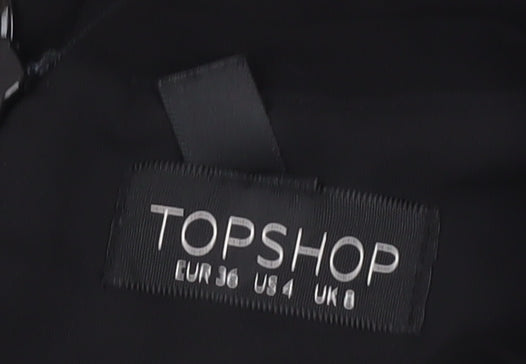 Topshop Women’s Black Floral Embroidered Short Dress Size 8