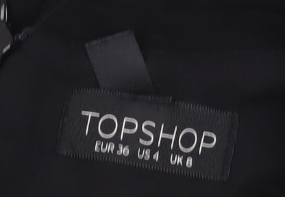 Topshop Women’s Black Floral Embroidered Short Dress Size 8