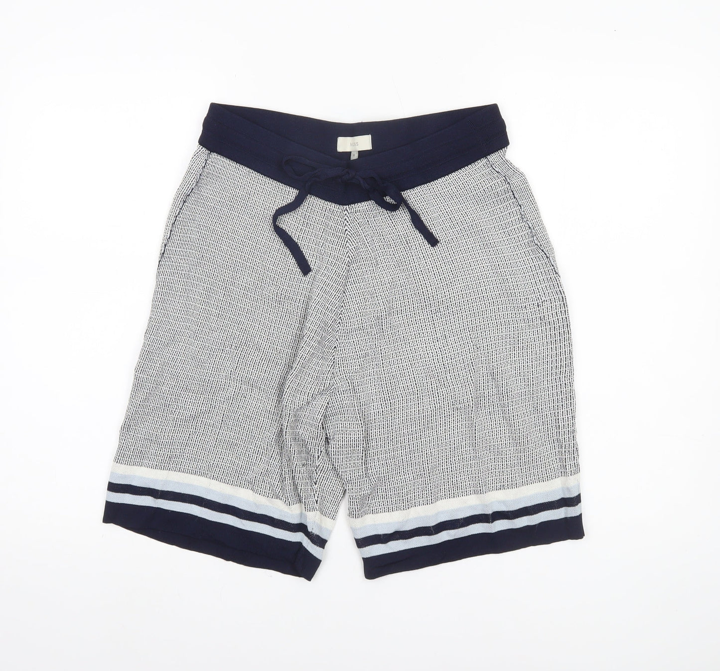 Moss Women Blue Knit Sweat Shorts Size M Casual Drawstring Summer