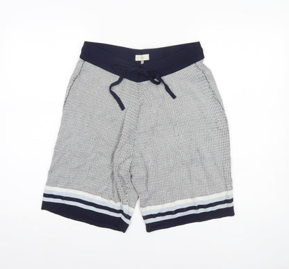 Moss Women Blue Knit Sweat Shorts Size M Casual Drawstring Summer