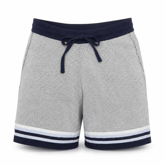 Moss Women Blue Knit Sweat Shorts Size M Casual Drawstring Summer