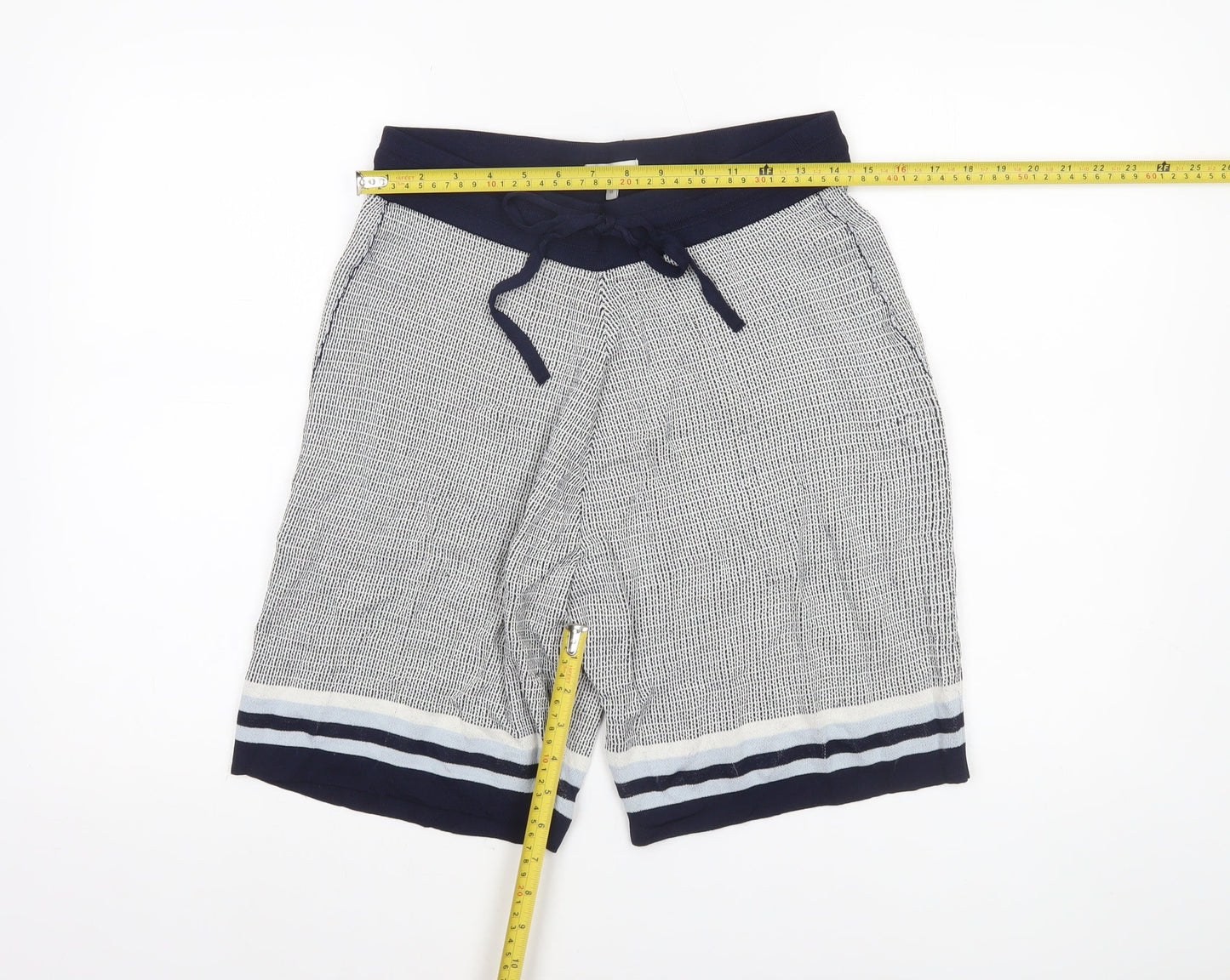 Moss Women Blue Knit Sweat Shorts Size M Casual Drawstring Summer