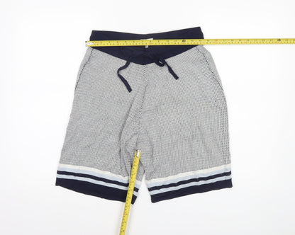 Moss Women Blue Knit Sweat Shorts Size M Casual Drawstring Summer