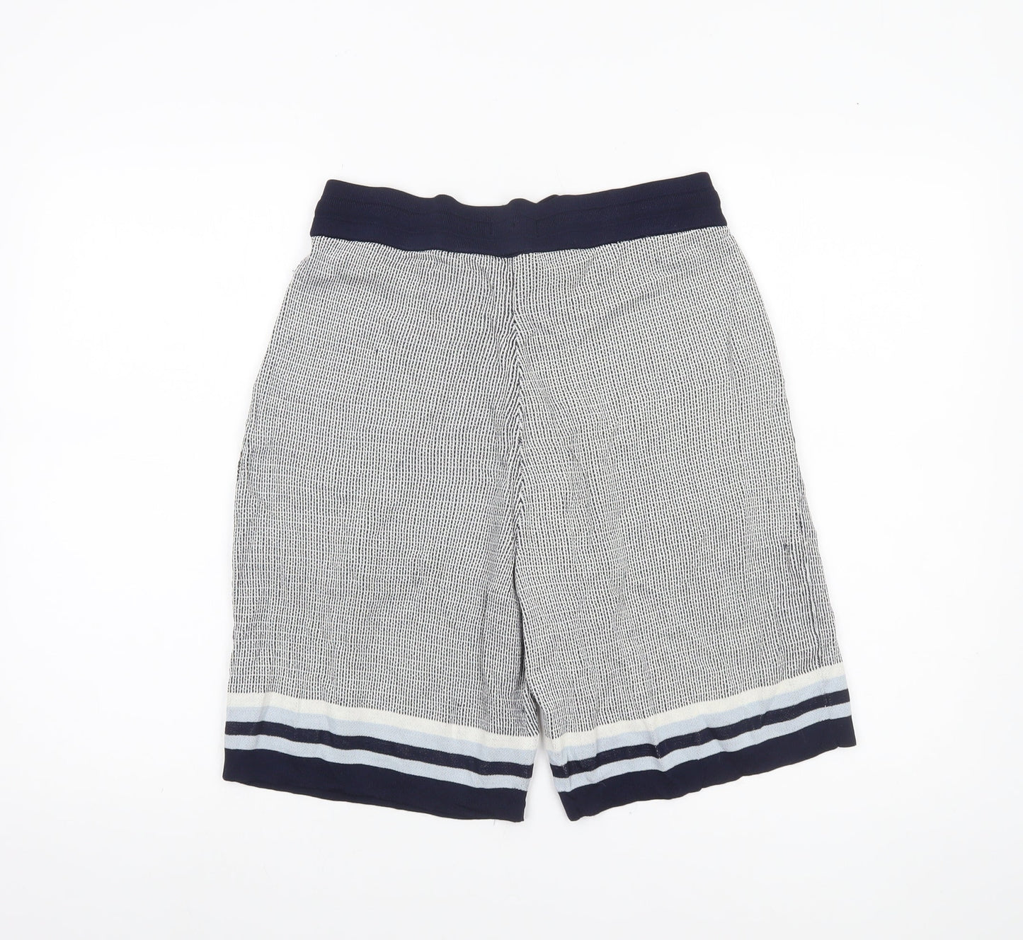 Moss Women Blue Knit Sweat Shorts Size M Casual Drawstring Summer