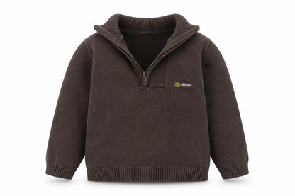 Obaibi Boys Brown Cotton Half Zip Collar Jumper 2 Years