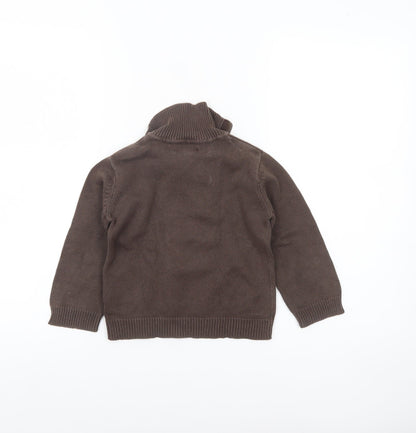 Obaibi Boys Brown Cotton Half Zip Collar Jumper 2 Years