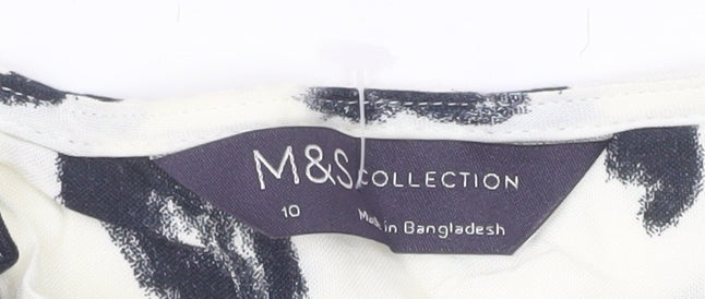 Marks and Spencer Womens Black White Animal Print Blouse Size 10