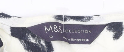 Marks and Spencer Womens Black White Animal Print Blouse Size 10