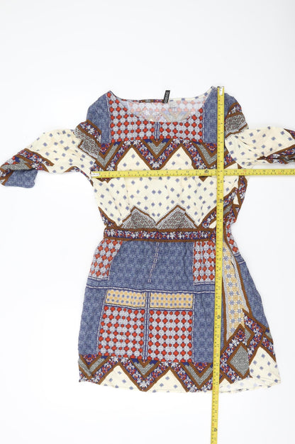 H&M Divided Women’s Multicoloured Size 10 Boho Geometric Shift Dress