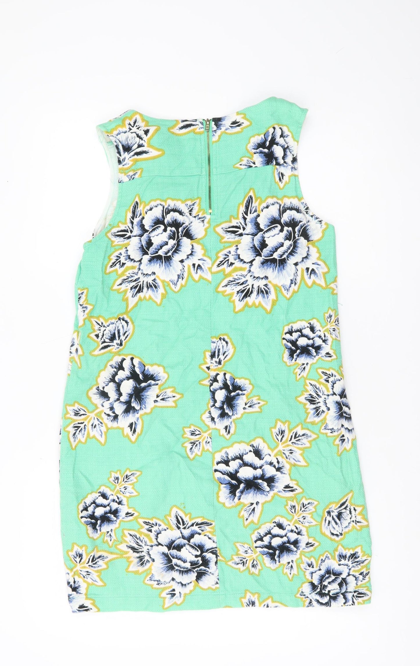 Warehouse Women’s Green Floral Shift Dress UK 12 Sleeveless V-Neck