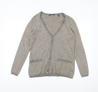 Esprit Women Grey Cardigan S V-Neck Wool Cashmere Blend