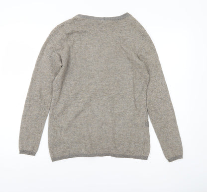 Esprit Women Grey Cardigan S V-Neck Wool Cashmere Blend