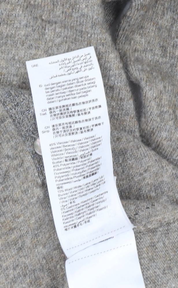Esprit Women Grey Cardigan S V-Neck Wool Cashmere Blend