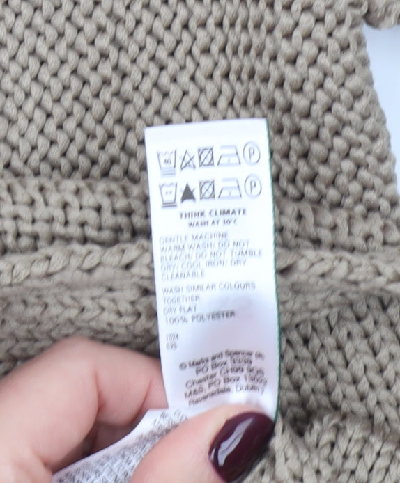 Marks and Spencer Women’s Beige XS V-Neck Chunky Knit Pullover Jumper
