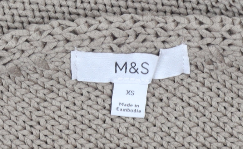 Marks and Spencer Women’s Beige XS V-Neck Chunky Knit Pullover Jumper
