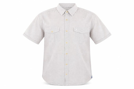 Front view of St George By Duffer Men's White M Short Sleeve Cotton Button-Up Shirt