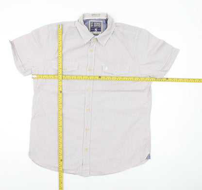 St George By Duffer Men's White M Short Sleeve Cotton Button-Up Shirt