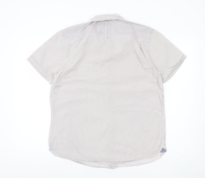 St George By Duffer Men's White M Short Sleeve Cotton Button-Up Shirt