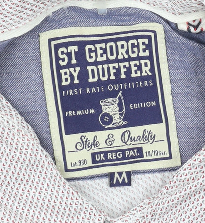 St George By Duffer Men's White M Short Sleeve Cotton Button-Up Shirt
