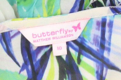 Butterfly by Matthew Williamson Women’s Multicoloured Floral Chiffon A-Line Dress Size 10