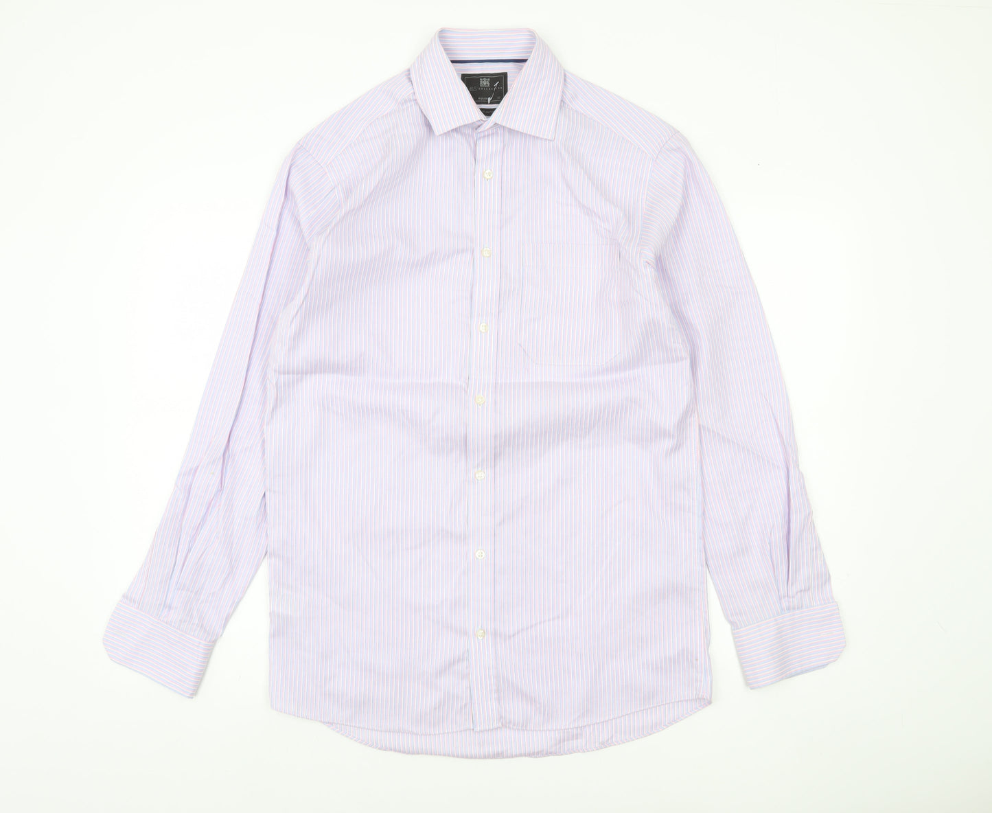 Marks and Spencer Men's Multicoloured 14.5 Regular Fit Striped Button-Up Shirt