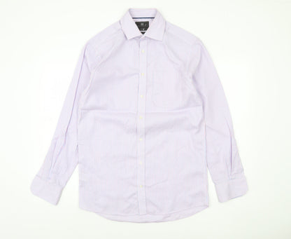 Marks and Spencer Men's Multicoloured 14.5 Regular Fit Striped Button-Up Shirt