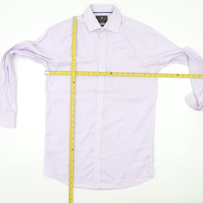Marks and Spencer Men's Multicoloured 14.5 Regular Fit Striped Button-Up Shirt