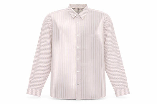 Front view of John Rocha Men’s Beige Striped Cotton Long Sleeve Button-Up Shirt L