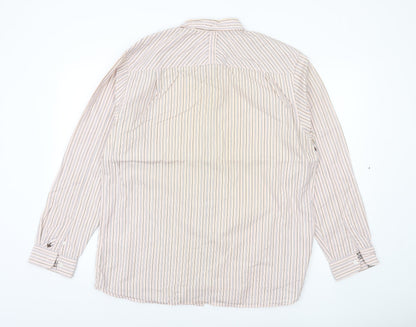 John Rocha Men’s Beige Striped Cotton Long Sleeve Button-Up Shirt L