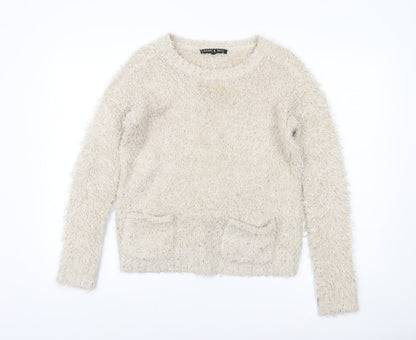Heart & Soul Women’s Ivory Crew Neck Sequin Jumper Size 10