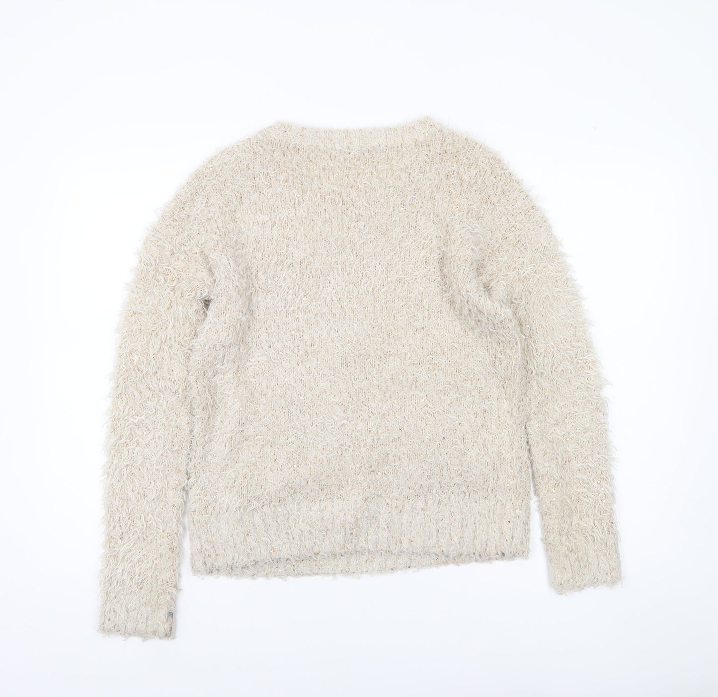 Heart & Soul Women’s Ivory Crew Neck Sequin Jumper Size 10