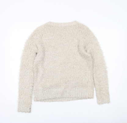 Heart & Soul Women’s Ivory Crew Neck Sequin Jumper Size 10