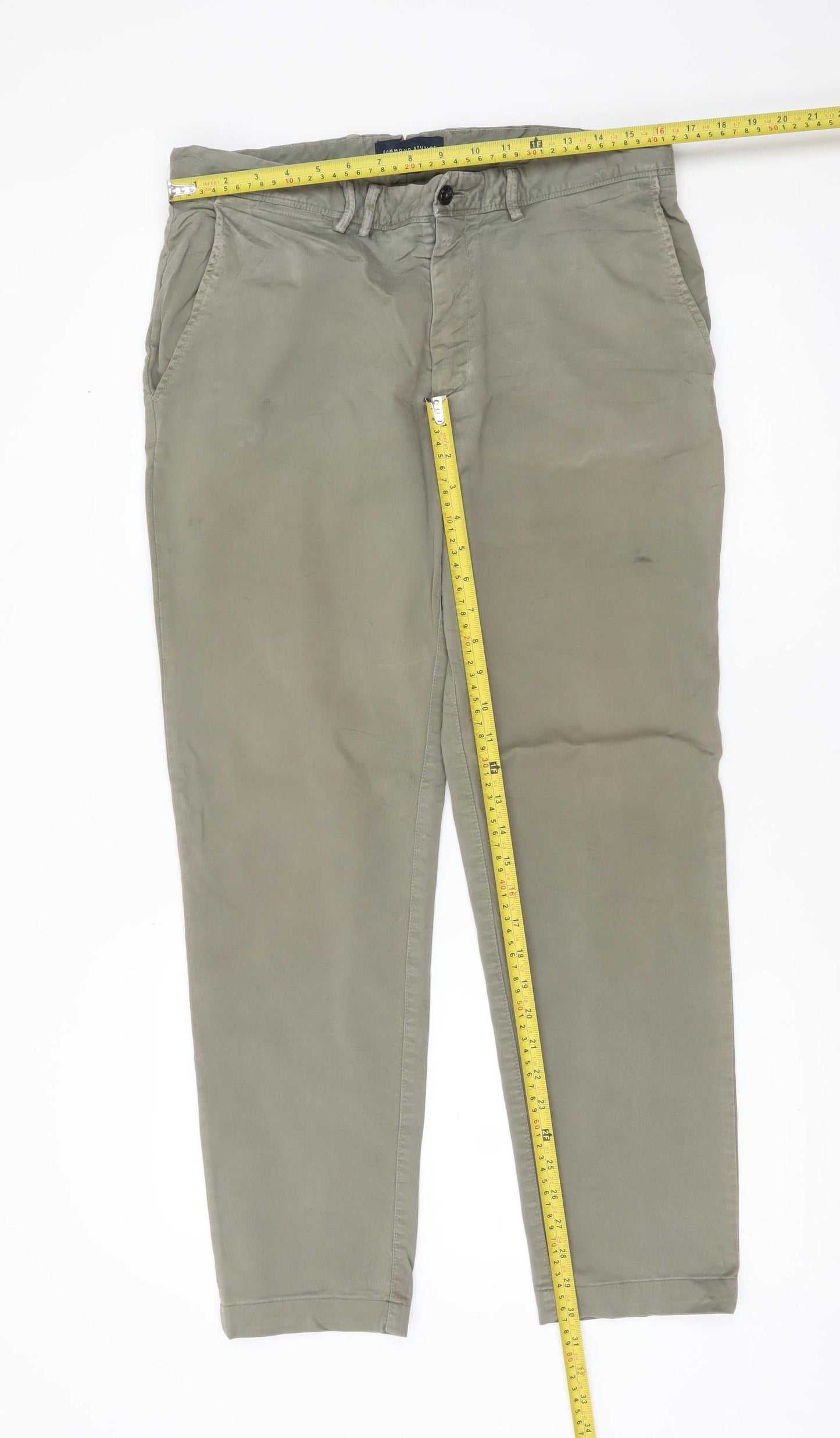 Edmond Studios Womens Beige Chino Trousers Size 16 Regular Fit